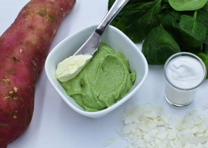 sweet potato | spinach | cream cheese | coconut milk
